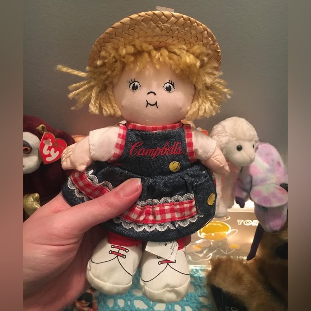 Kids Plush Doll in Blue and Red Dress